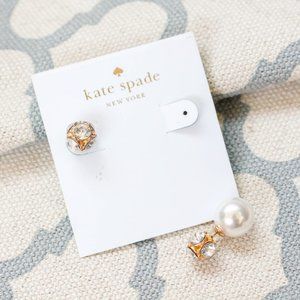 kate spade crystal faux pearl stud earrings boho minimalism